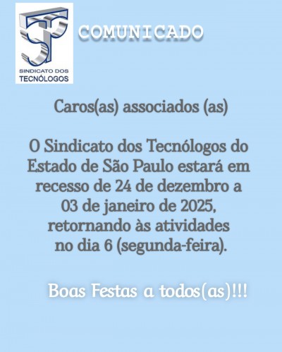 Período de Recesso: Boas Festas!