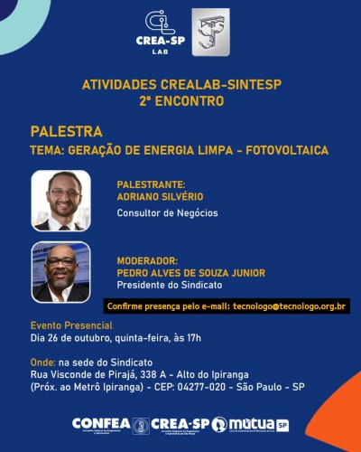 CREALAB 2 SINTESP: segundo encontro será na quinta-feira, 26 de outubro