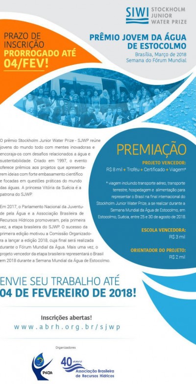 Prêmio Jovem da Água de Estocolmo: inscrições de trabalhos técnicos vão até 4 de fevereiro