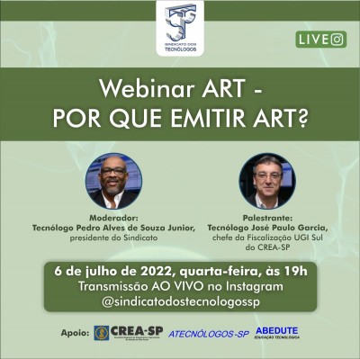Sindicato realizará live sobre a importância de emitir ART