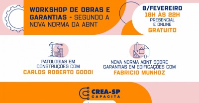 Crea Capacita: Workshop de Obras e Garantias (Segundo a nova norma da ABNT). Participe