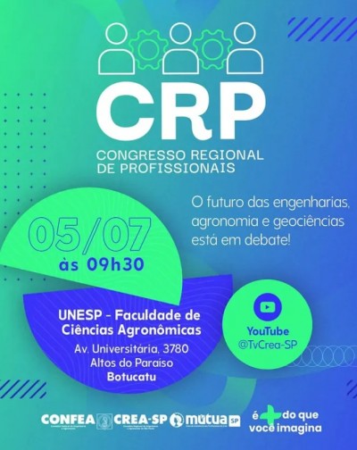 Congresso Regional de Profissionais do Crea-SP debaterá o futuro das engenharias e agronomia